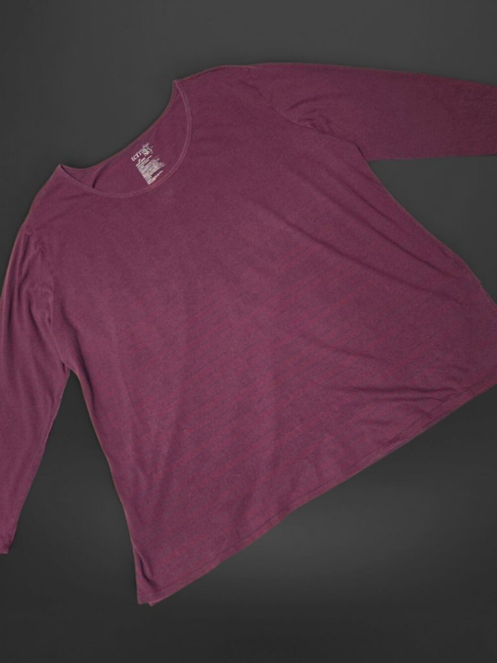 Terra & Sky Burgundy Navy Striped Long Sleeve TShirt (Size 3X - 24W/26W)